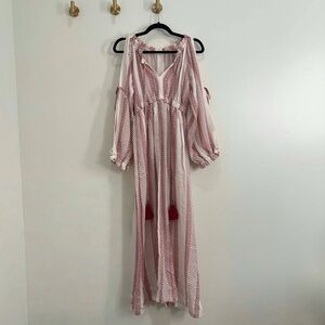 Red and White Tassel Long Dress